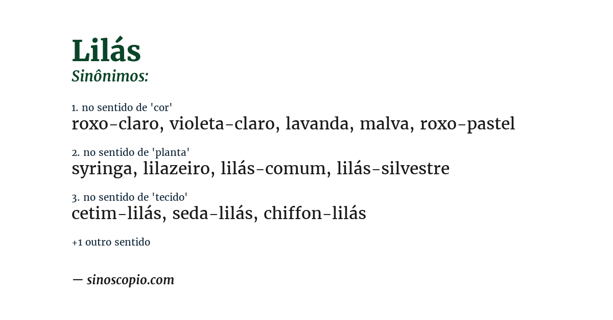 Sinônimo de lilás