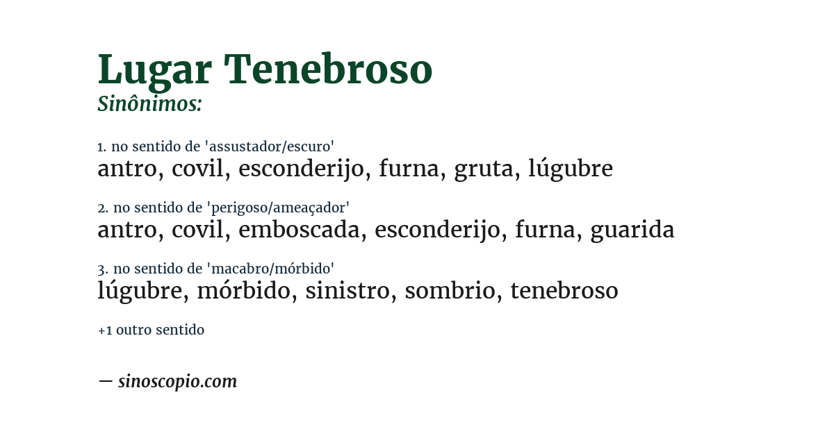 Sinônimo de lugar tenebroso