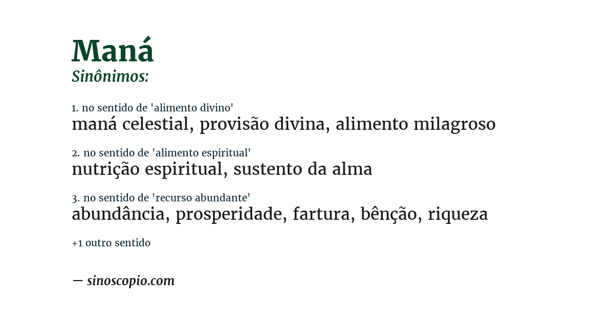 Sinônimo de maná