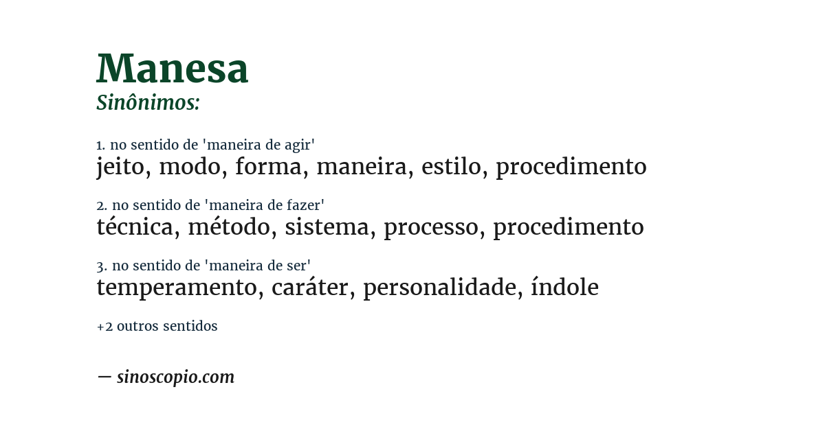 Sinônimo de manesa