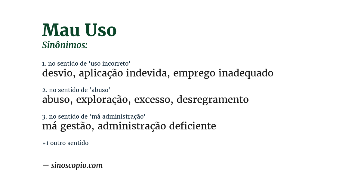 Sinônimo de mau uso