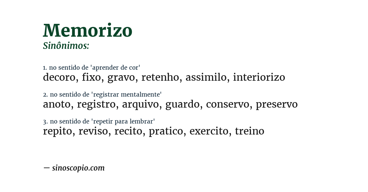 Sinônimo de memorizo