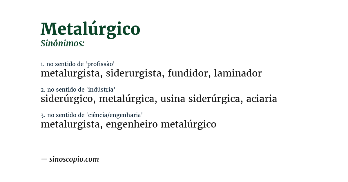 Sinônimo de metalúrgico