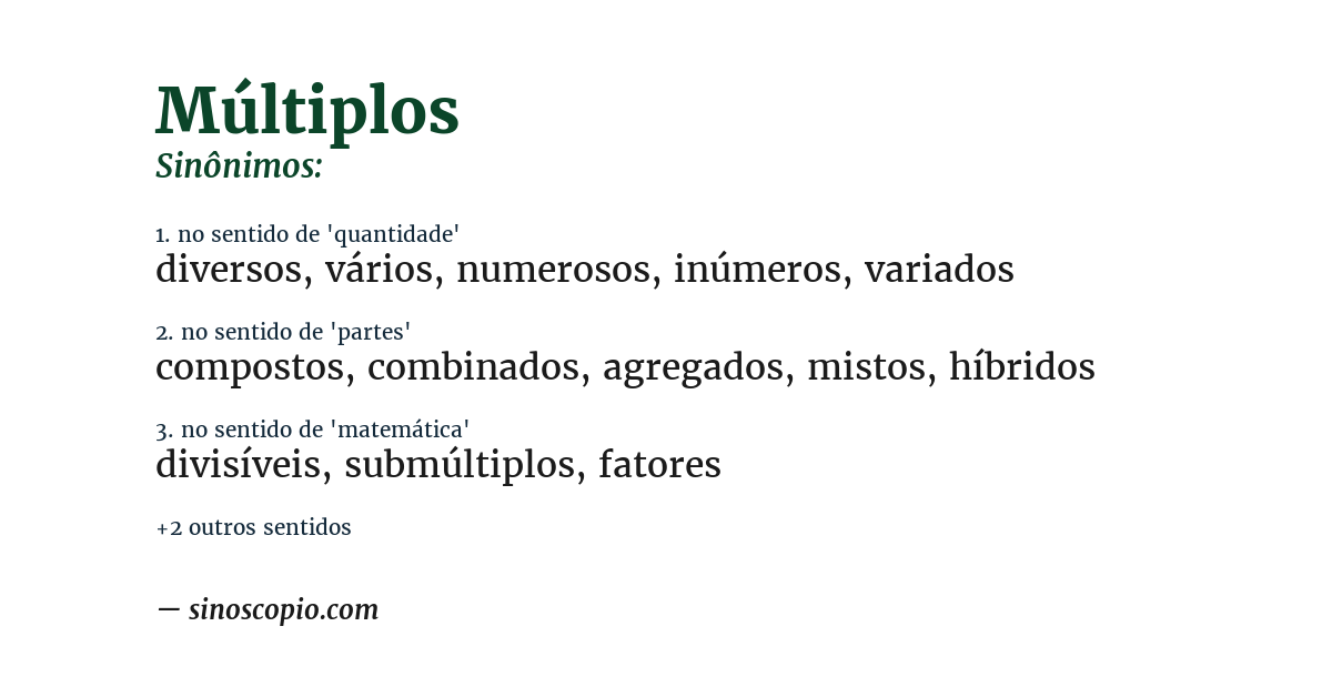 Sinônimo de múltiplos