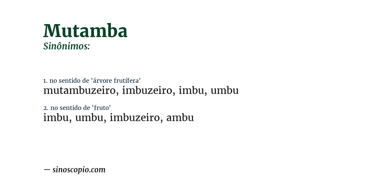 Sinônimo de mutamba