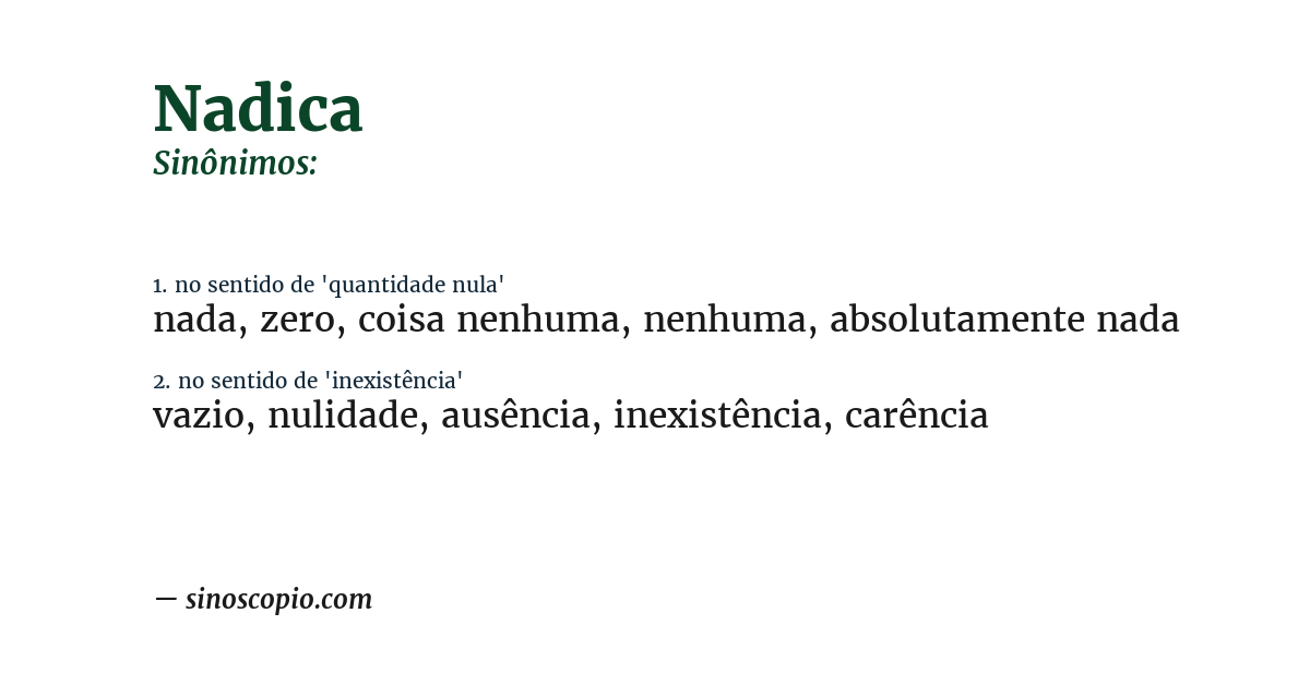 Sinônimo de nadica