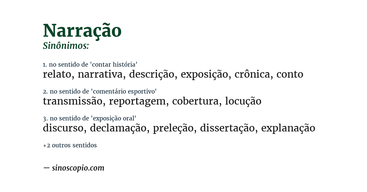 Sinônimo de narração