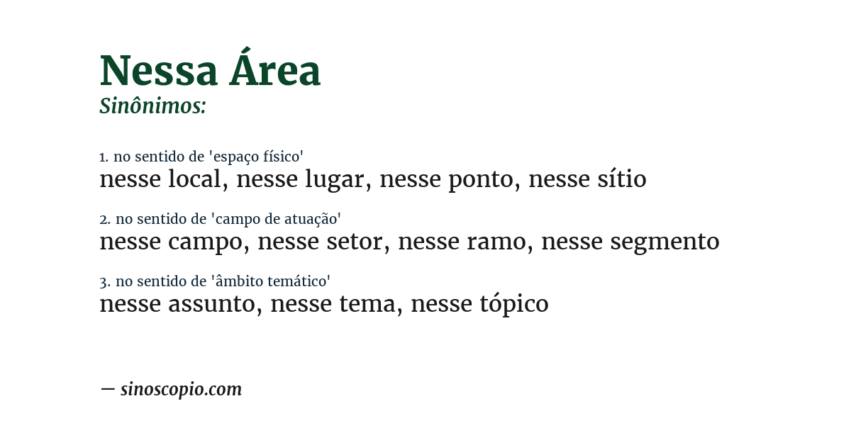 Sinônimo de nessa área