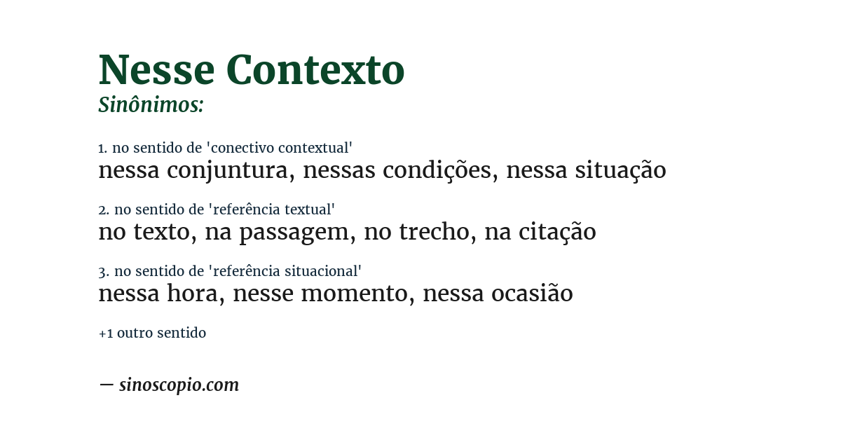 Sinônimo de nesse contexto