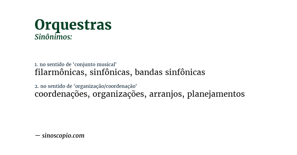 Sinônimo de orquestras