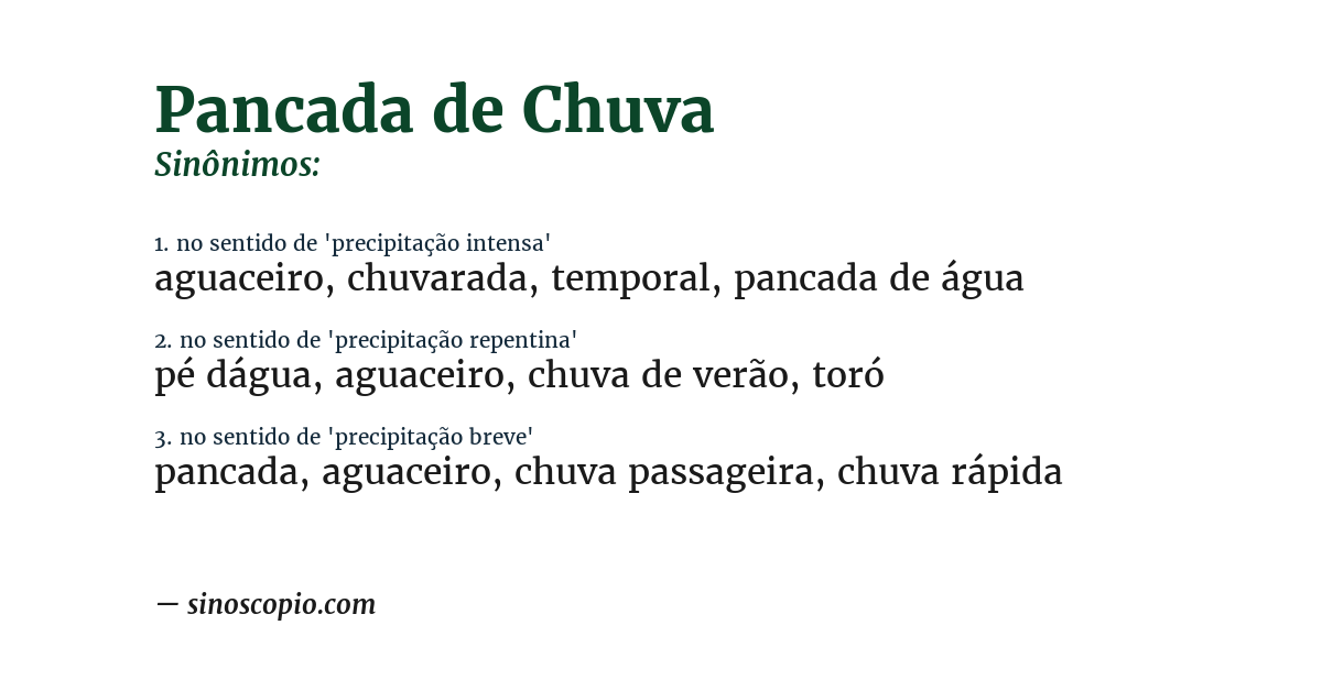 Sinônimo de pancada de chuva