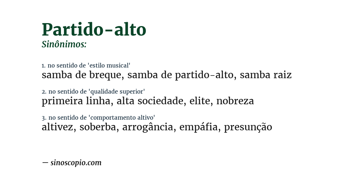 Sinônimo de partido-alto