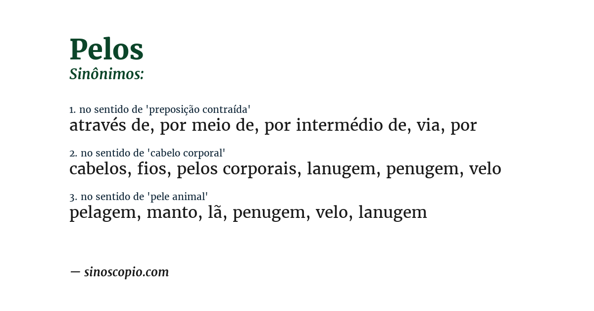 Sinônimo de pelos