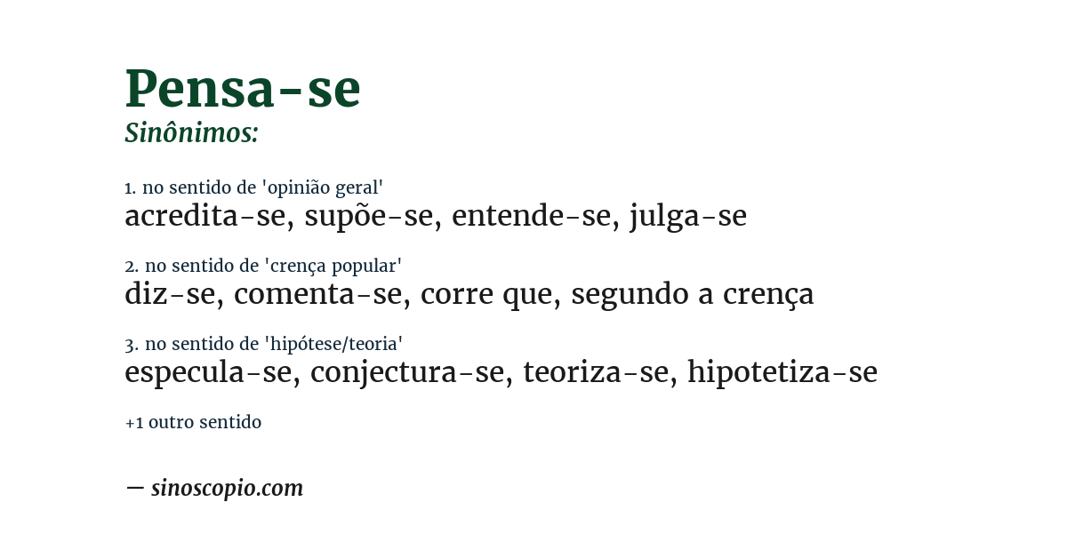 Sinônimo de pensa-se