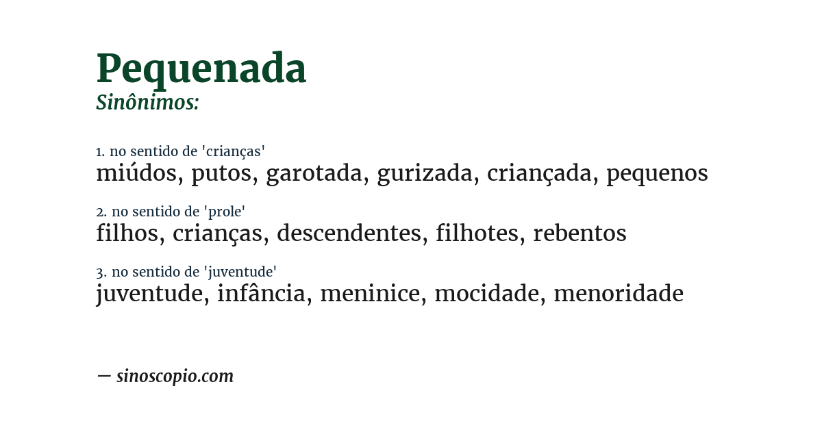 Sinônimo de pequenada