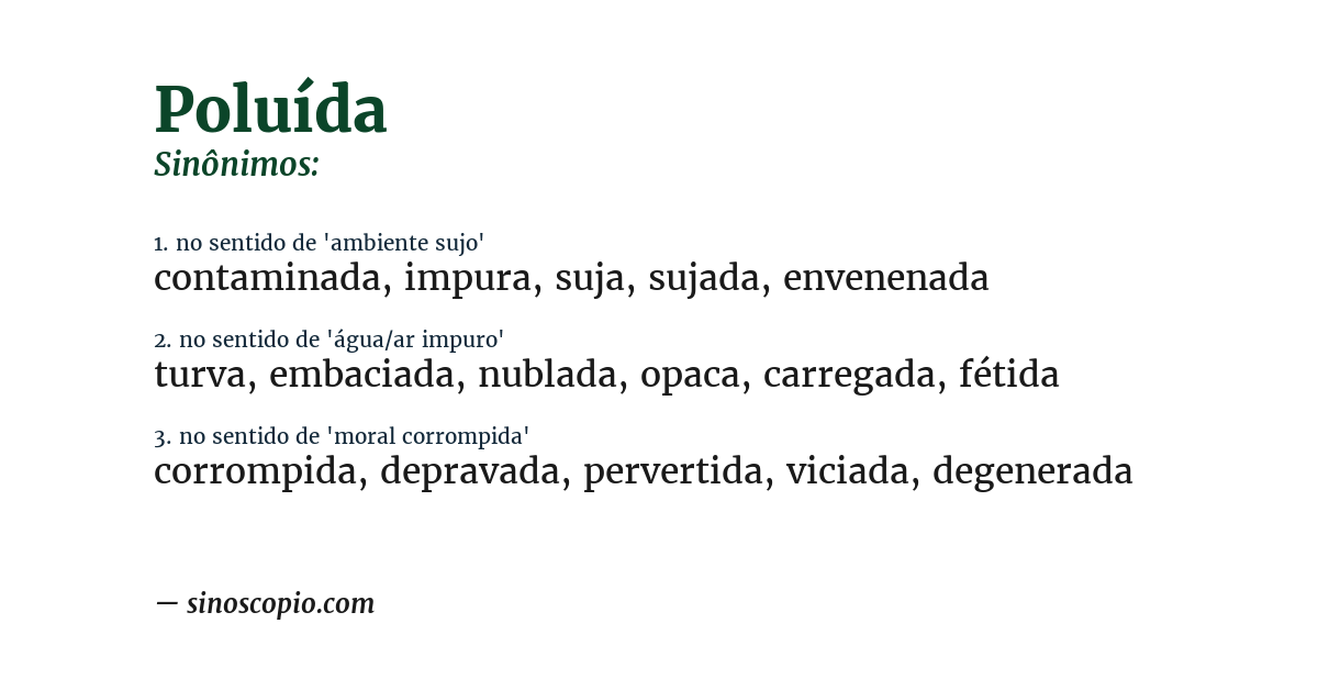 Sinônimo de poluída