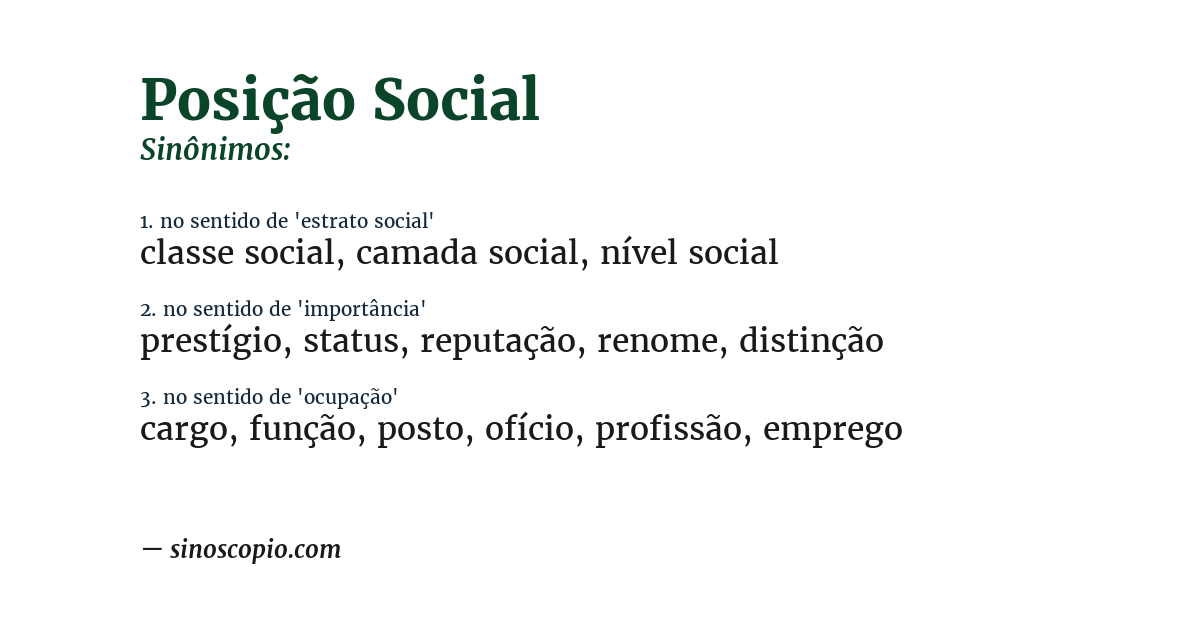 Sinônimo de posição social