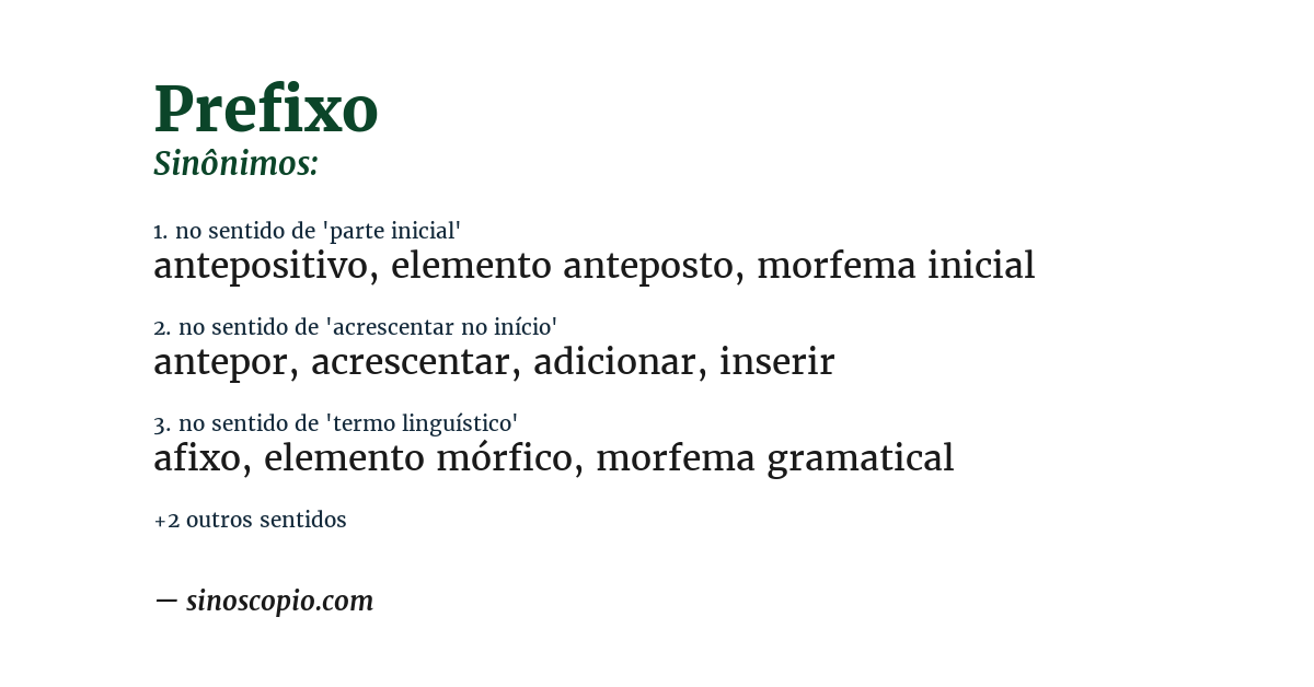 Sinônimo de prefixo