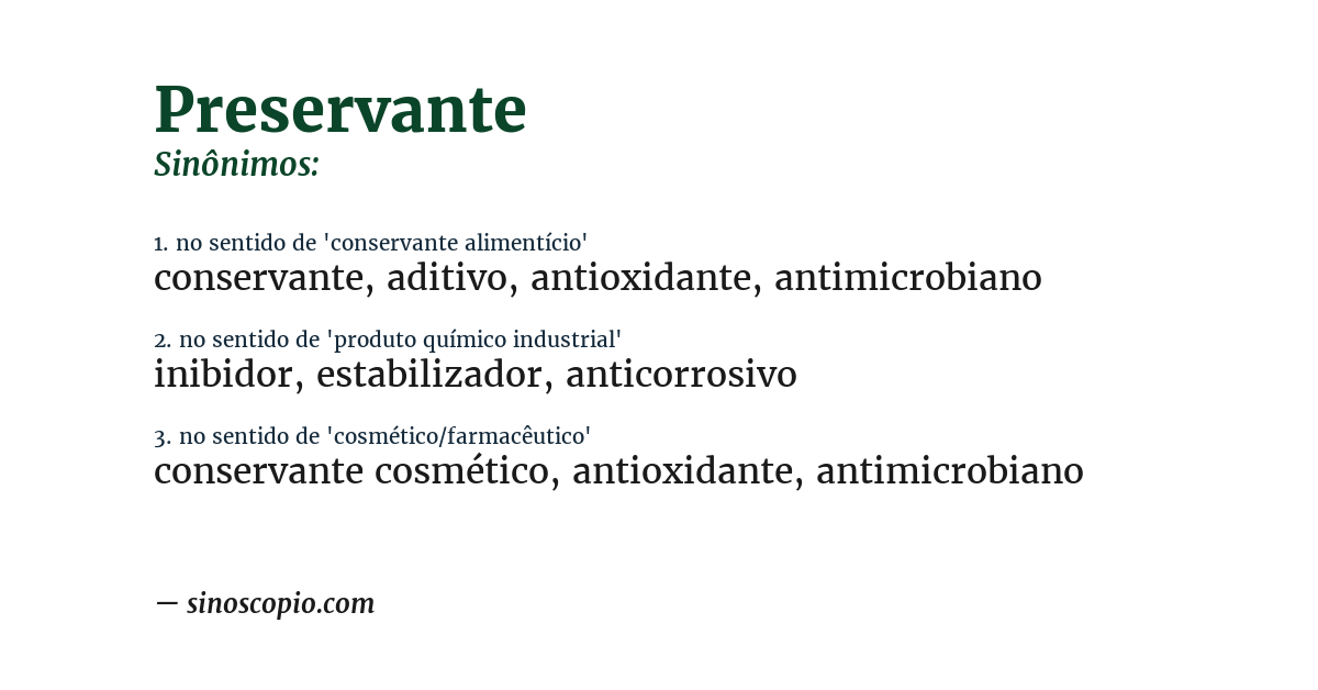 Sinônimo de preservante
