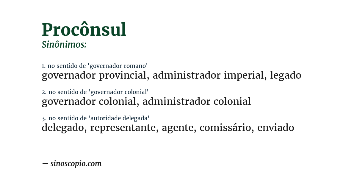Sinônimo de procônsul