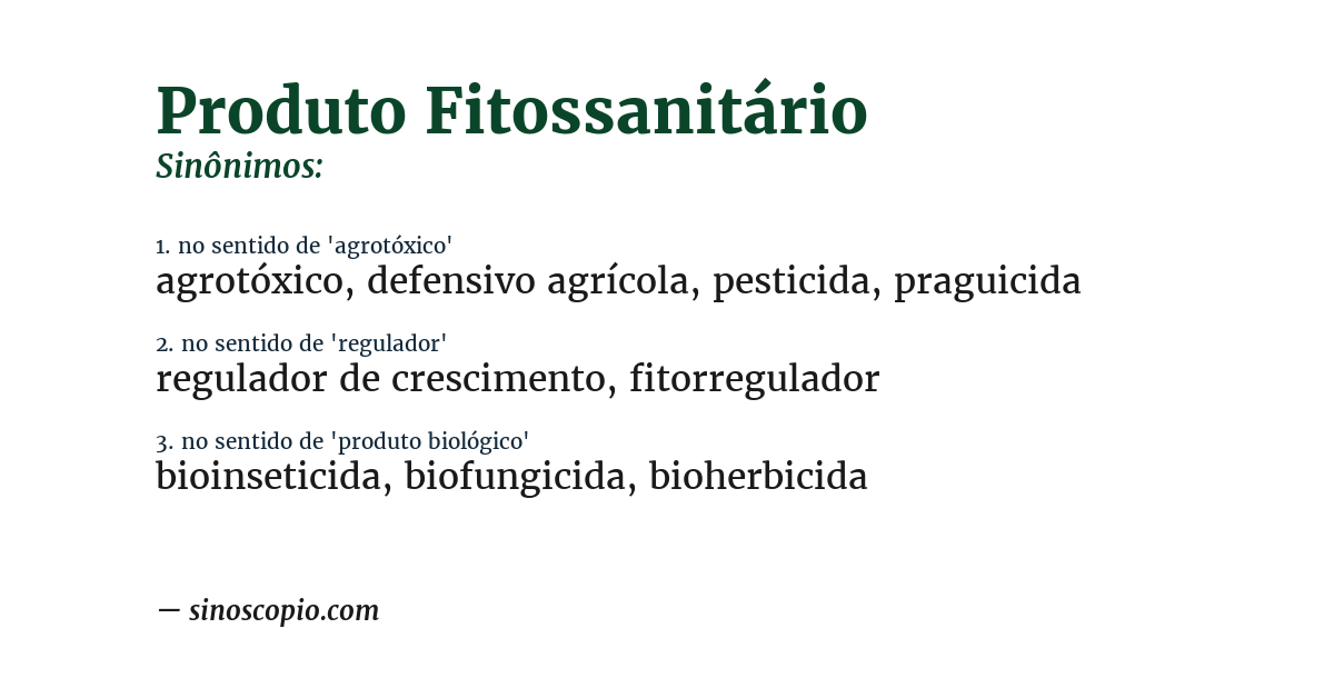 Sinônimo de produto fitossanitário