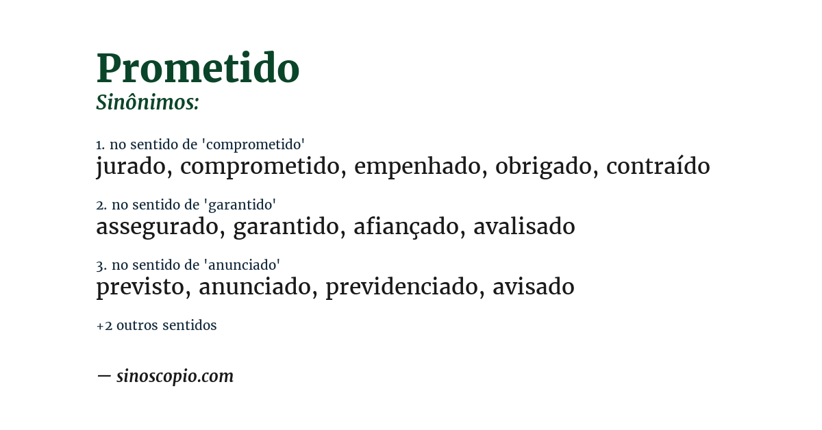 Sinônimo de prometido