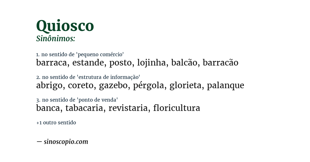 Sinônimo de quiosco