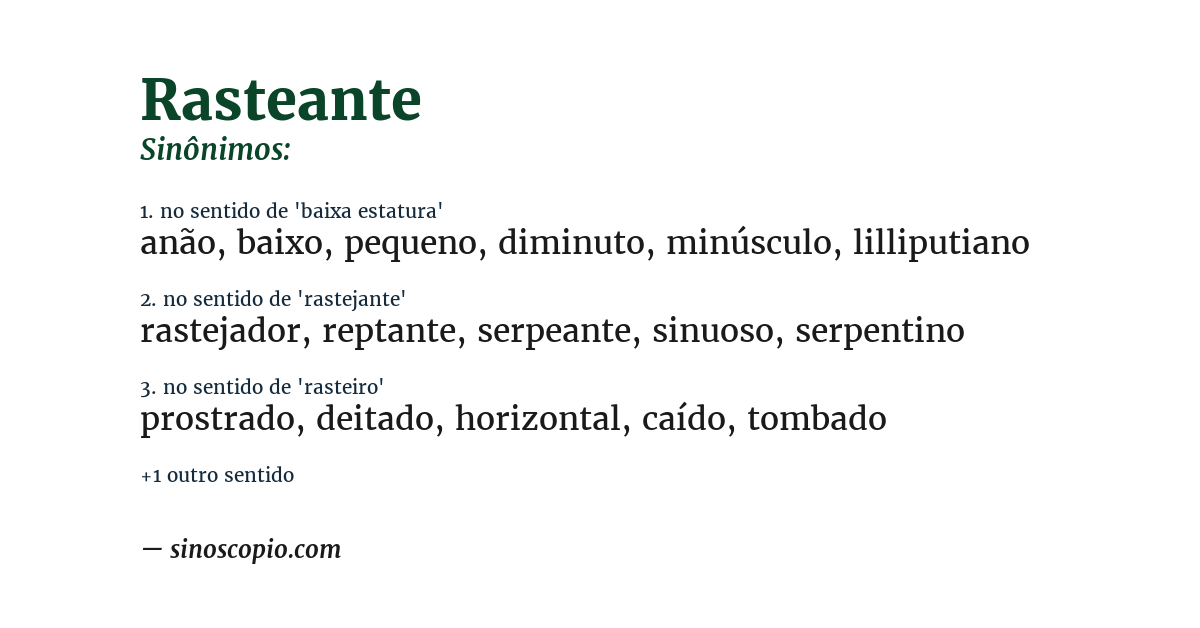 Sinônimo de rasteante