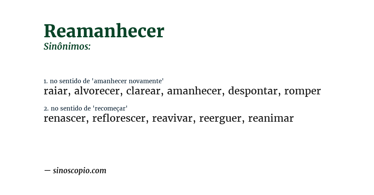 Sinônimo de reamanhecer