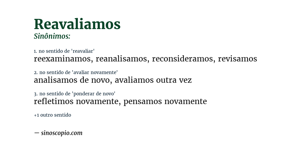 Sinônimo de reavaliamos