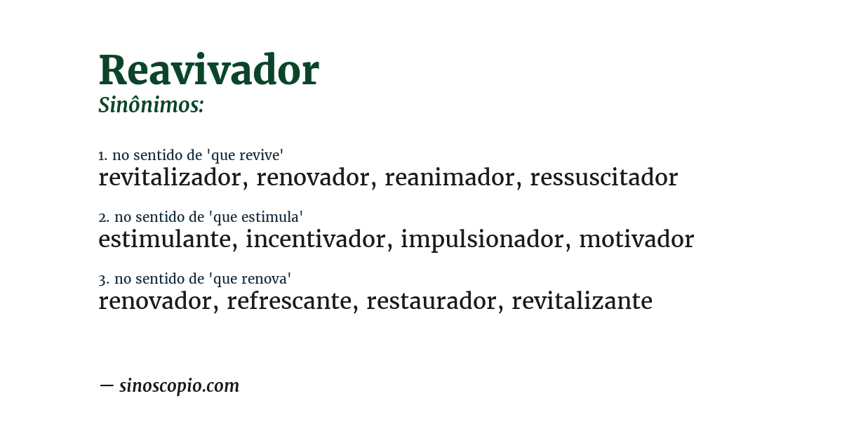 Sinônimo de reavivador