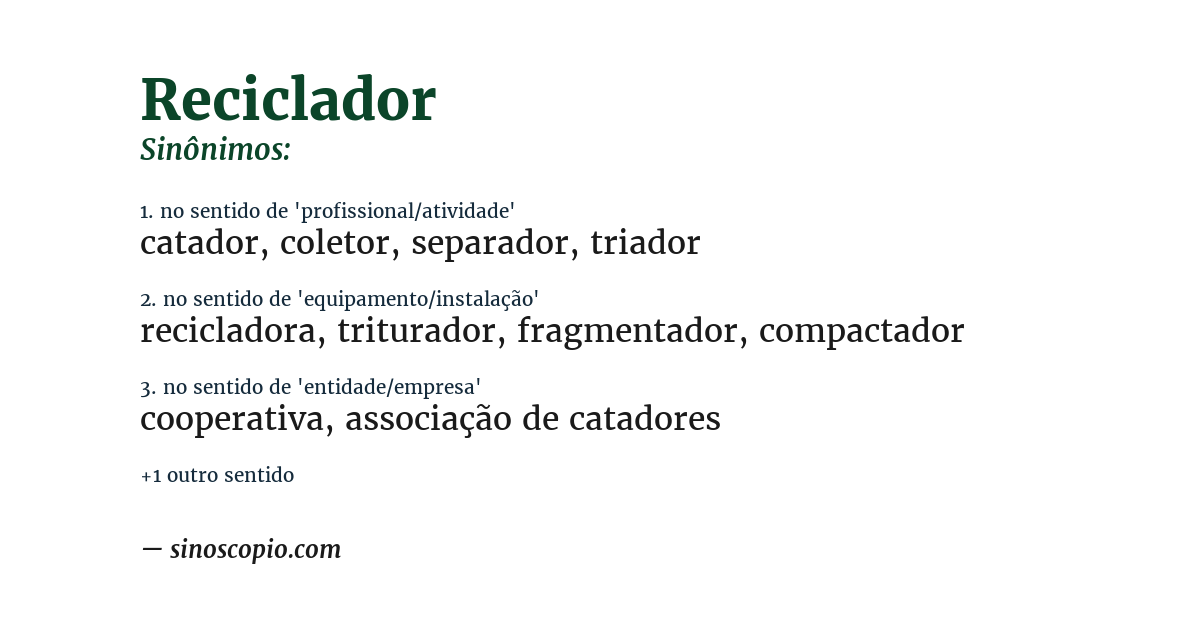 Sinônimo de reciclador