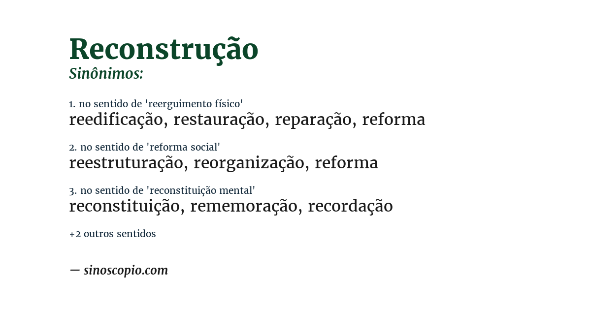 Sinônimo de reconstrução