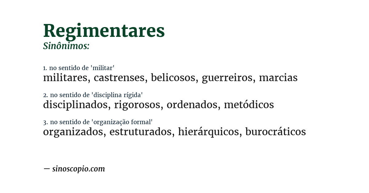Sinônimo de regimentares