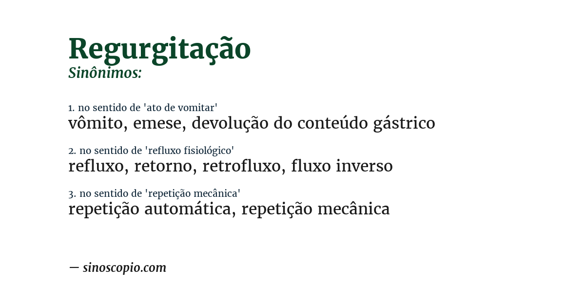 Sinônimo de regurgitação