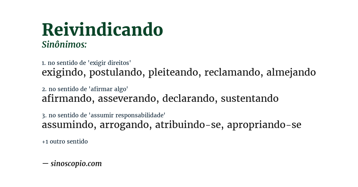 Sinônimo de reivindicando