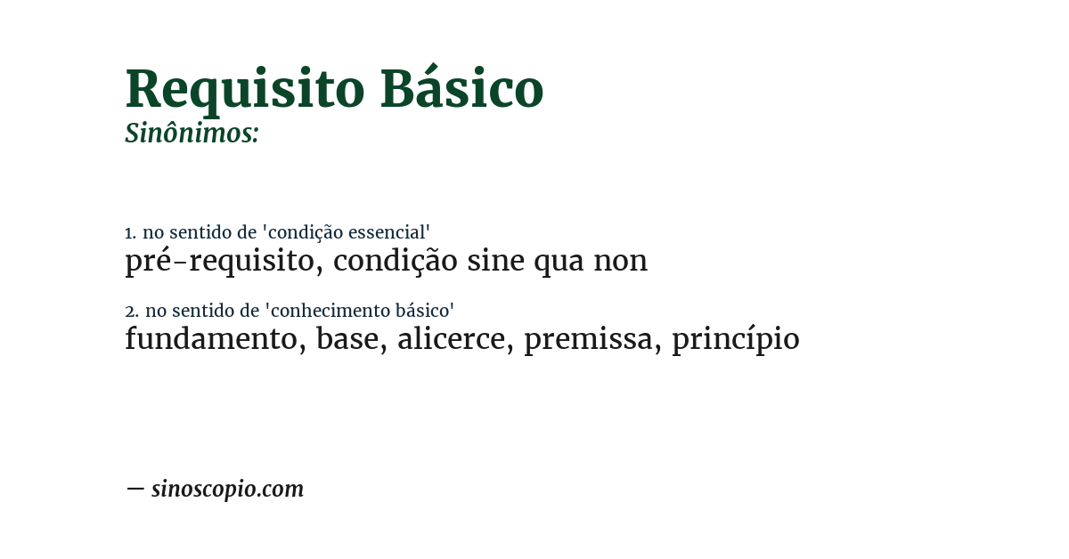 Sinônimo de requisito básico
