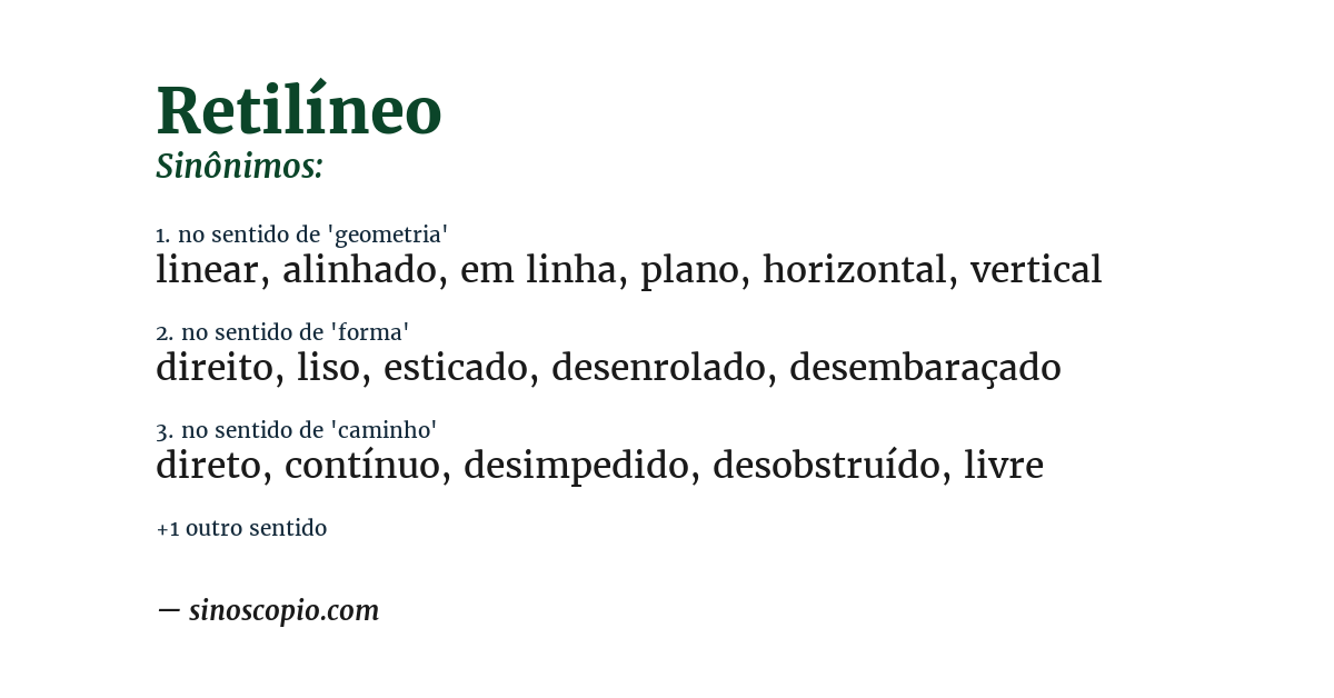 Sinônimo de retilíneo