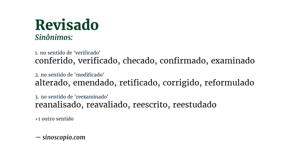 Sinônimo de revisado