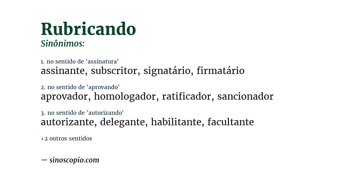 Sinônimo de rubricando