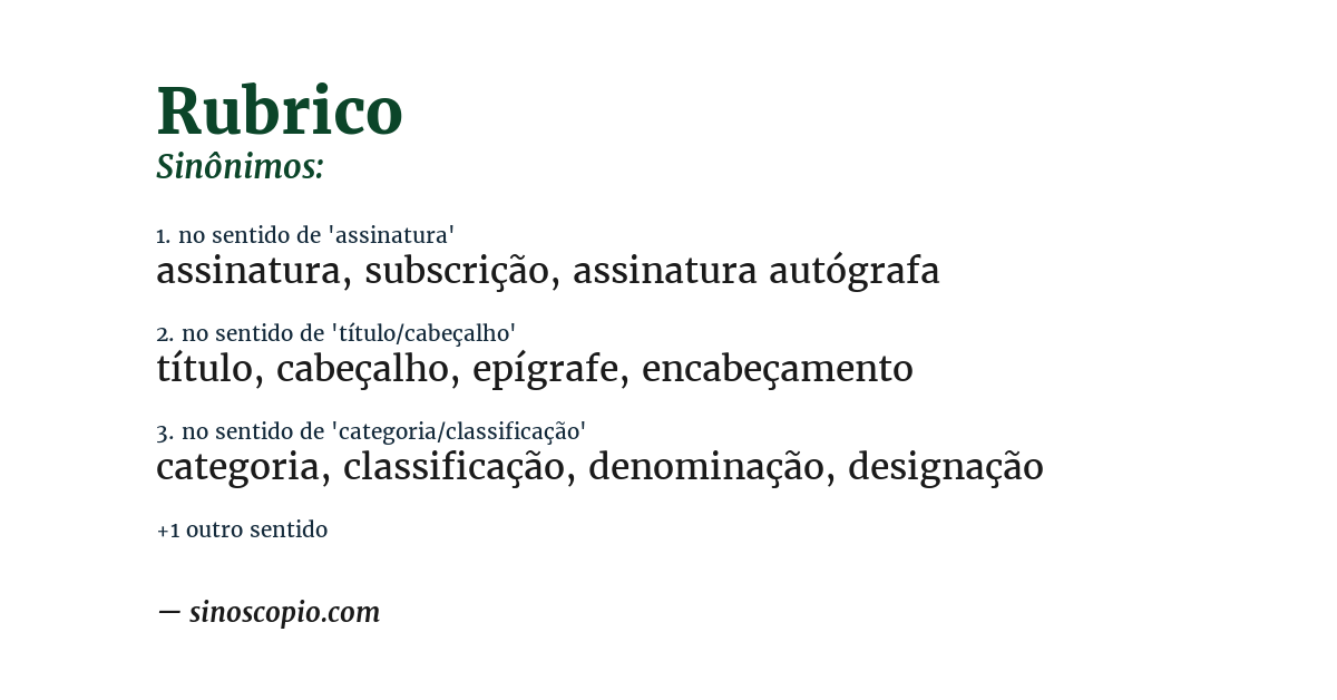 Sinônimo de rubrico