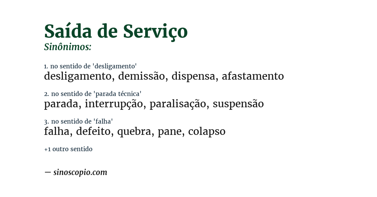 Sinônimo de saída de serviço
