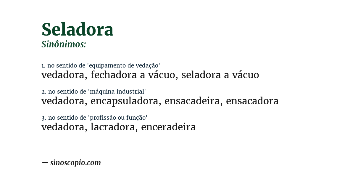 Sinônimo de seladora