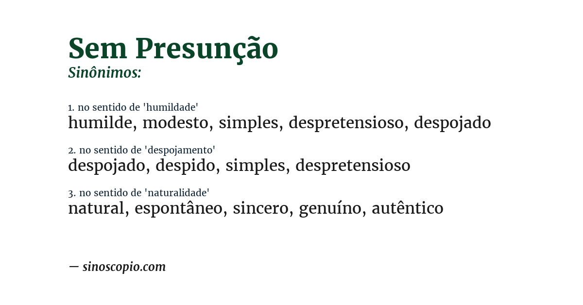 Sinônimo de sem presunção