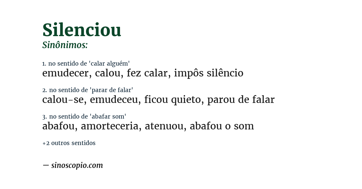 Sinônimo de silenciou