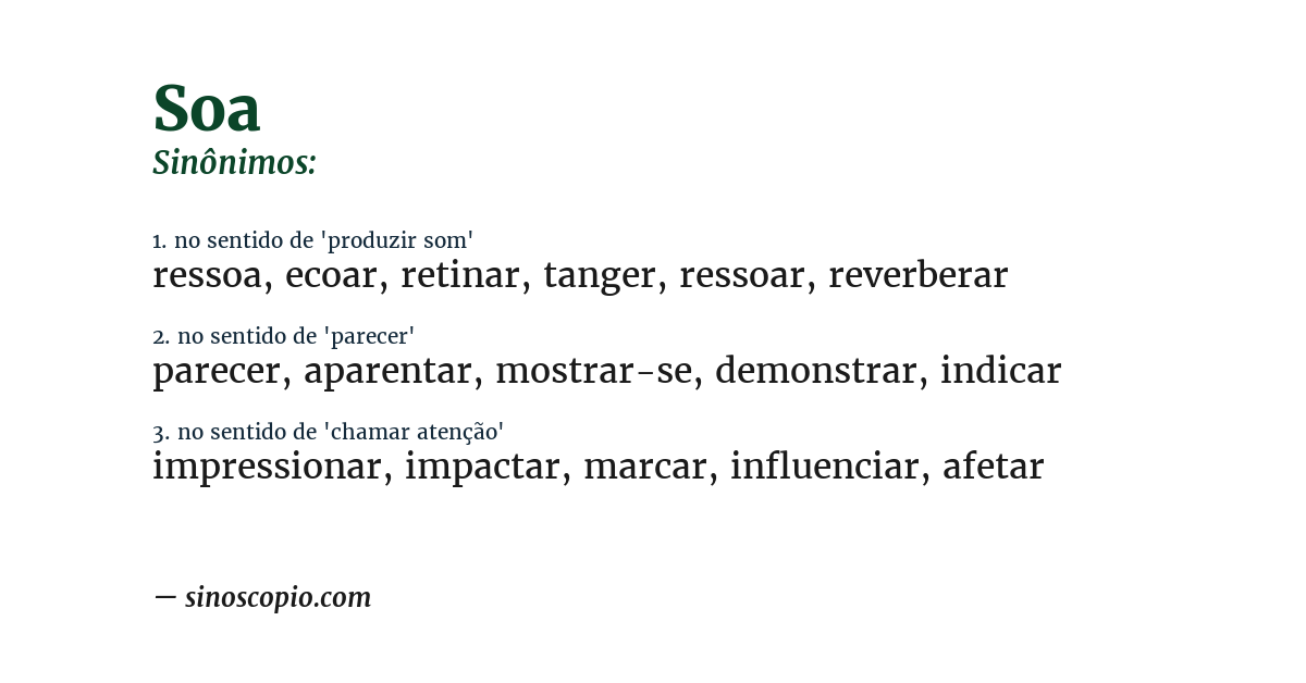 Sinônimo de soa