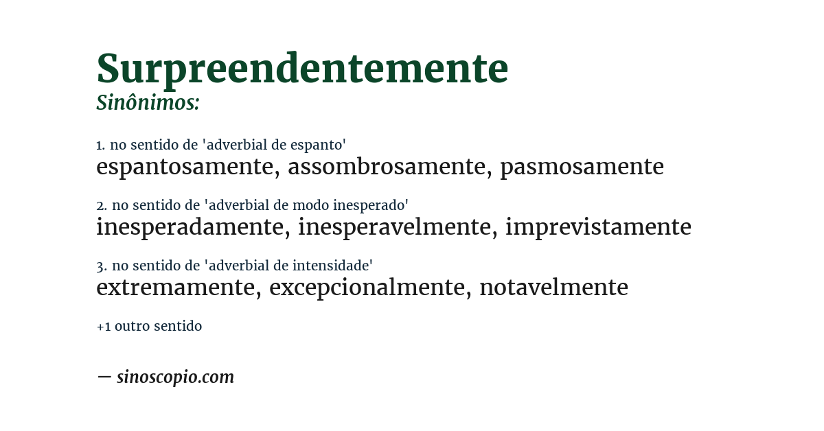 Sinônimo de surpreendentemente