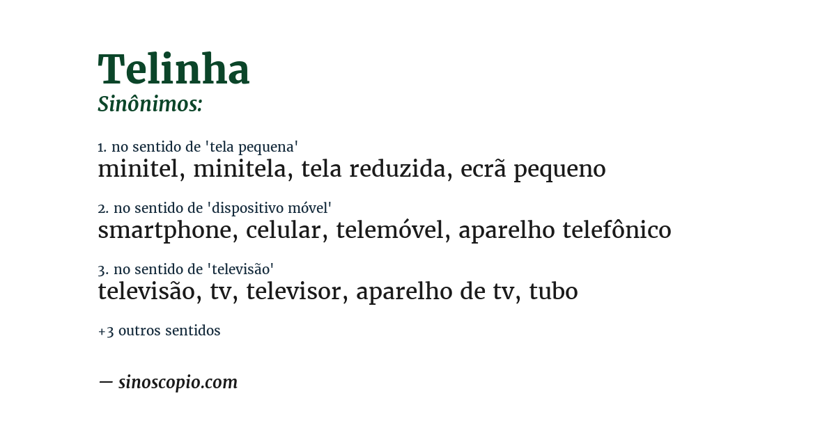 Sinônimo de telinha
