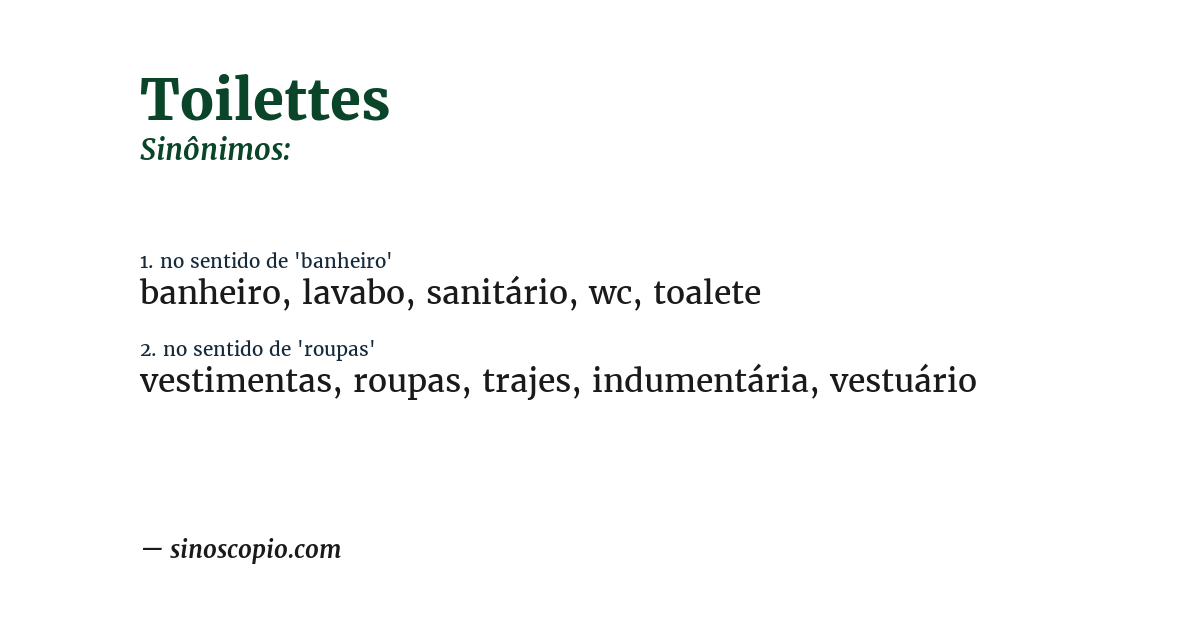 Sinônimo de toilettes