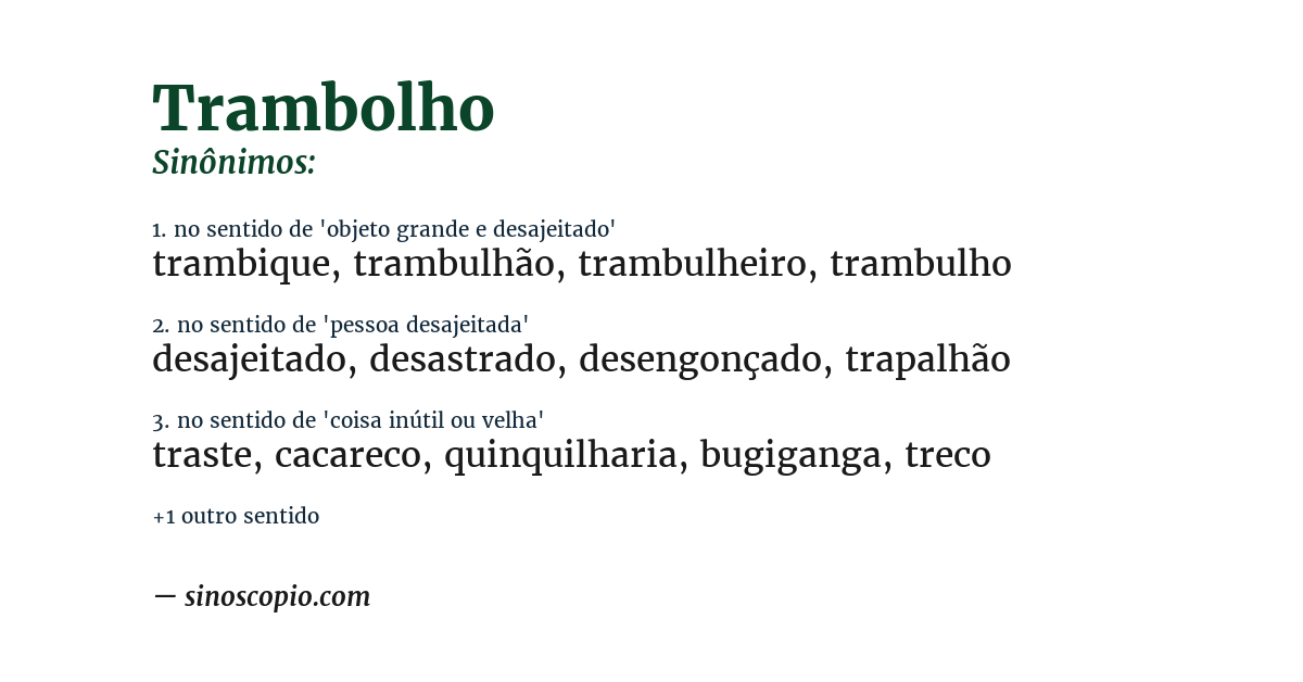 Sinônimo de trambolho